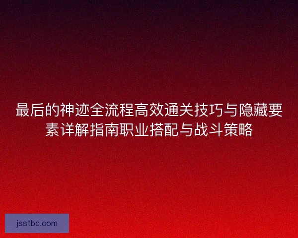 最后的神迹全流程高效通关技巧与隐藏要素详解指南职业搭配与战斗策略