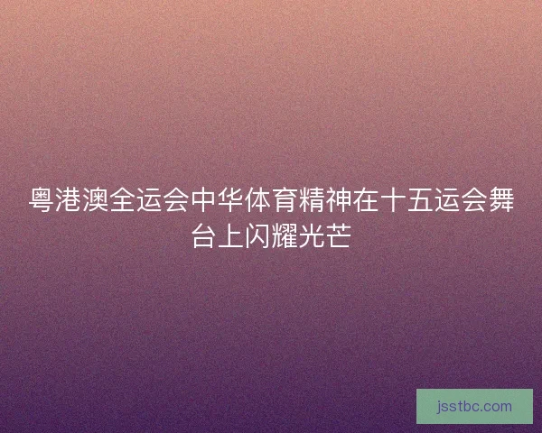 粤港澳全运会中华体育精神在十五运会舞台上闪耀光芒
